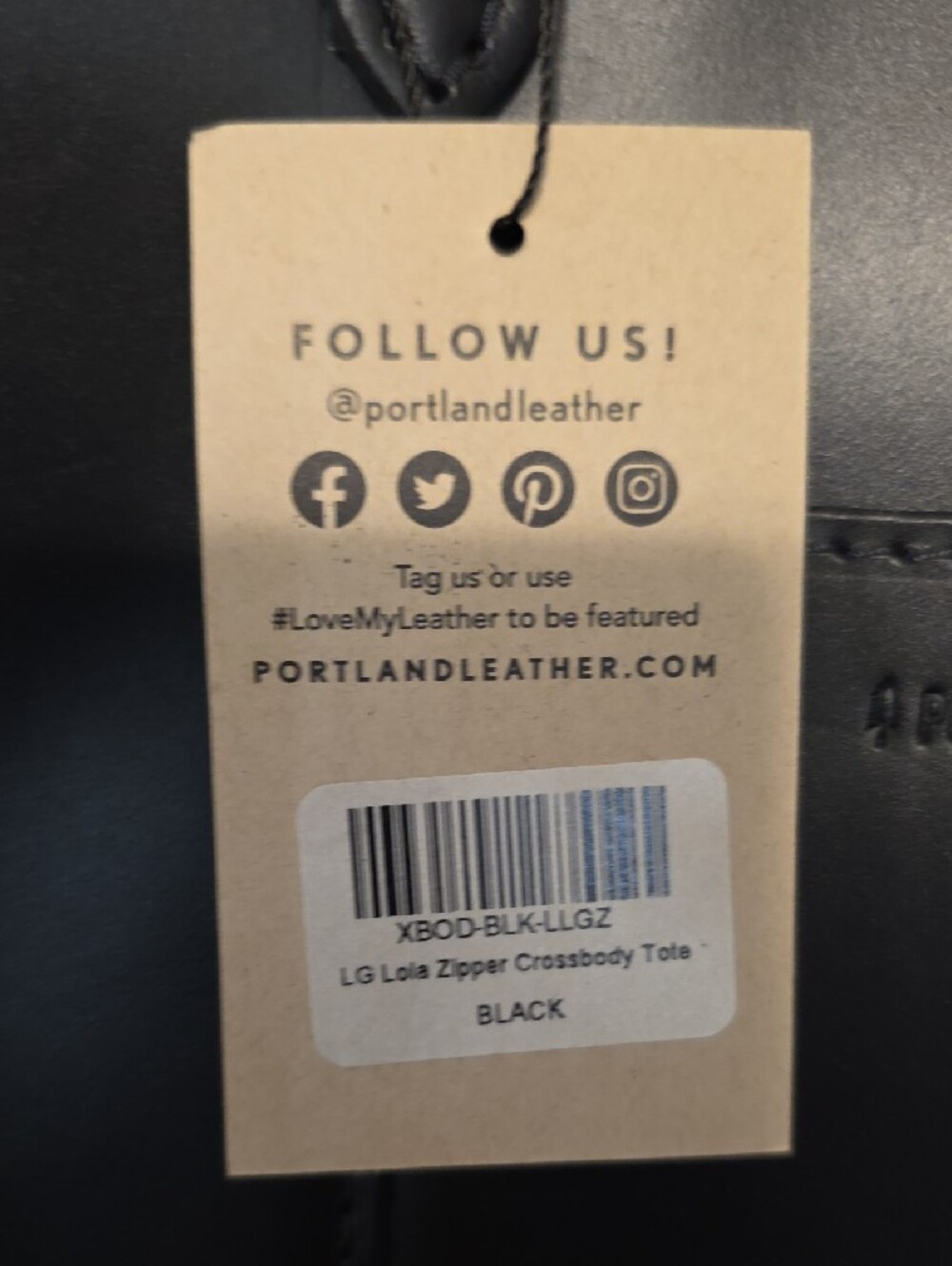 NWT Portland Leather Black Smooth Tote with Top Handles and Strap - Picture 3 of 11